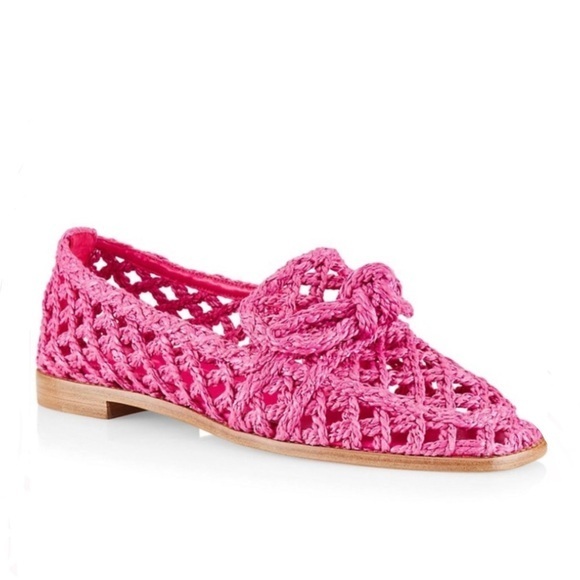 nib Alexandre Birman ‘Clarita’ Raffia Flats in Pink, size 7.5 - Picture 1 of 7